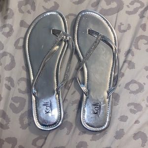 silver kali flip flops